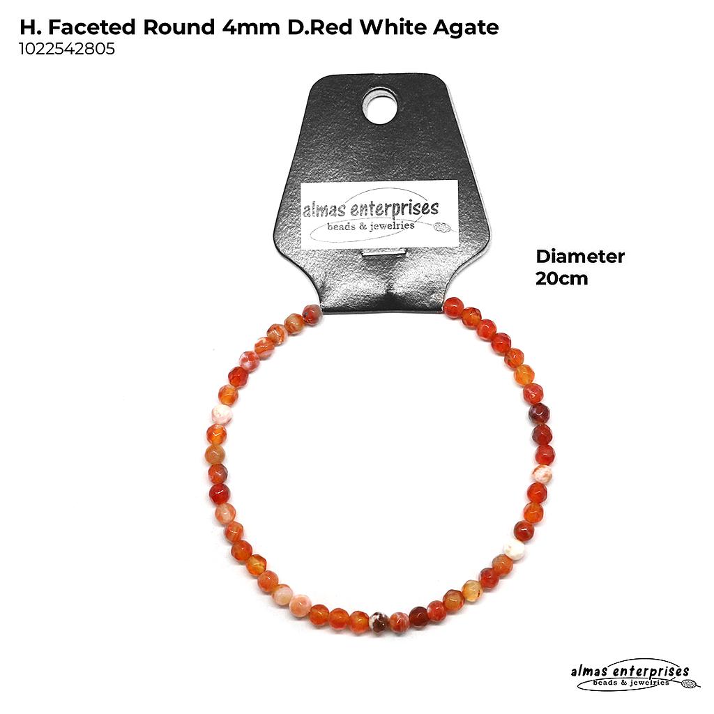 H. Faceted Round D.Red White Agate