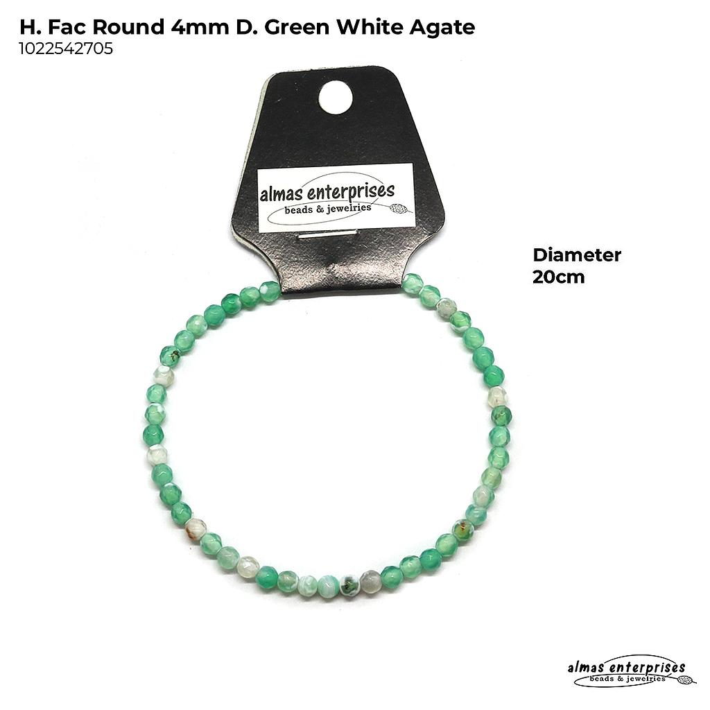H. Faceted Round D.Green White Agate