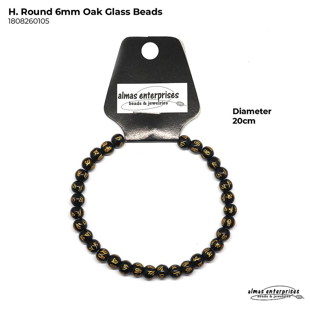 H. Round Oak Glass Beads