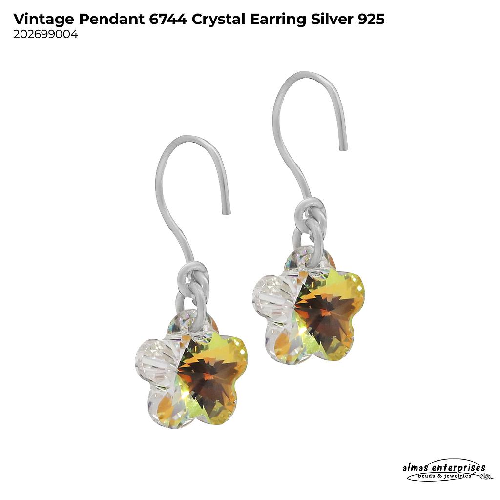 Vintage Pendant Crystal Earring Silver 925