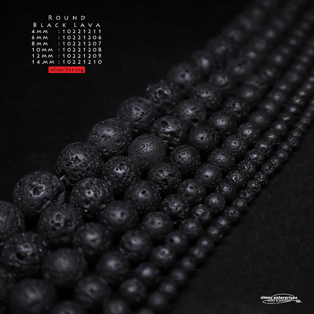 Round Black Lava Beads
