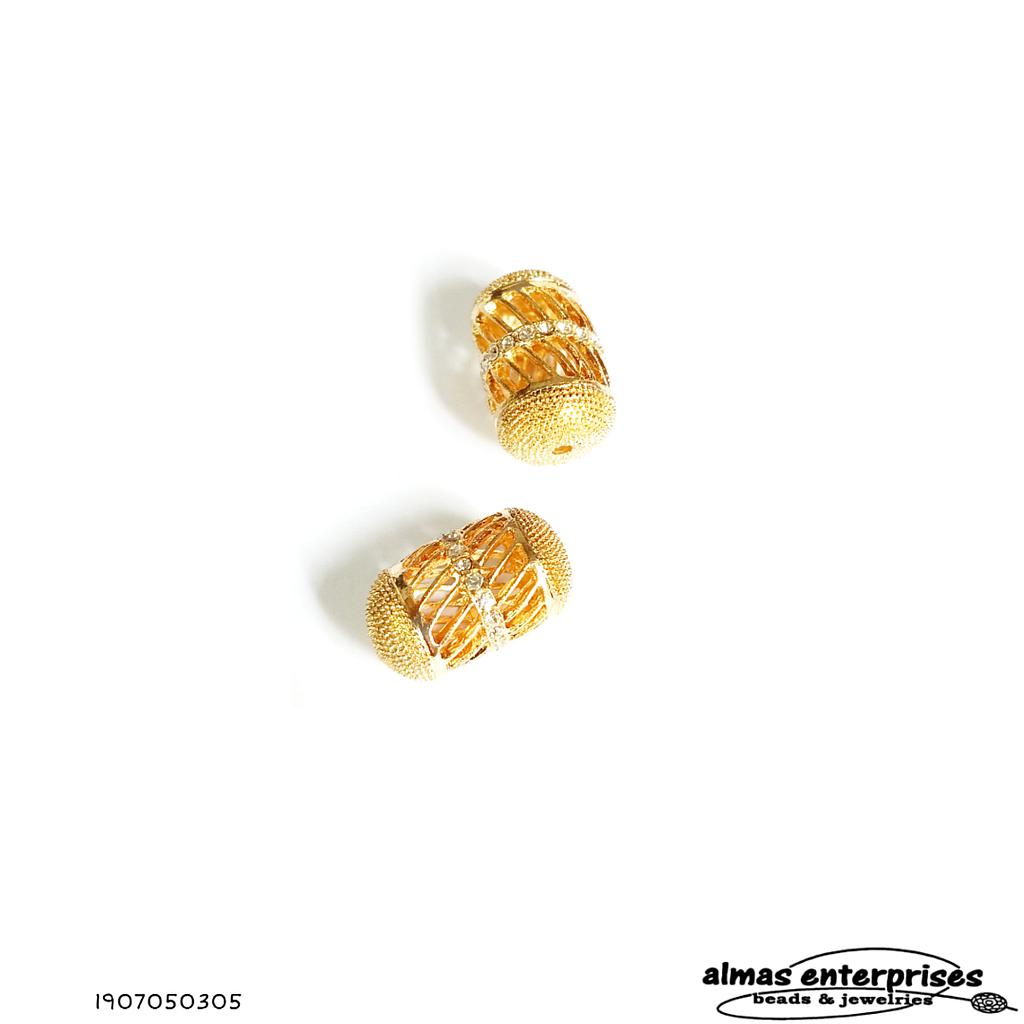 No.5 Big Beads With CZ Gold