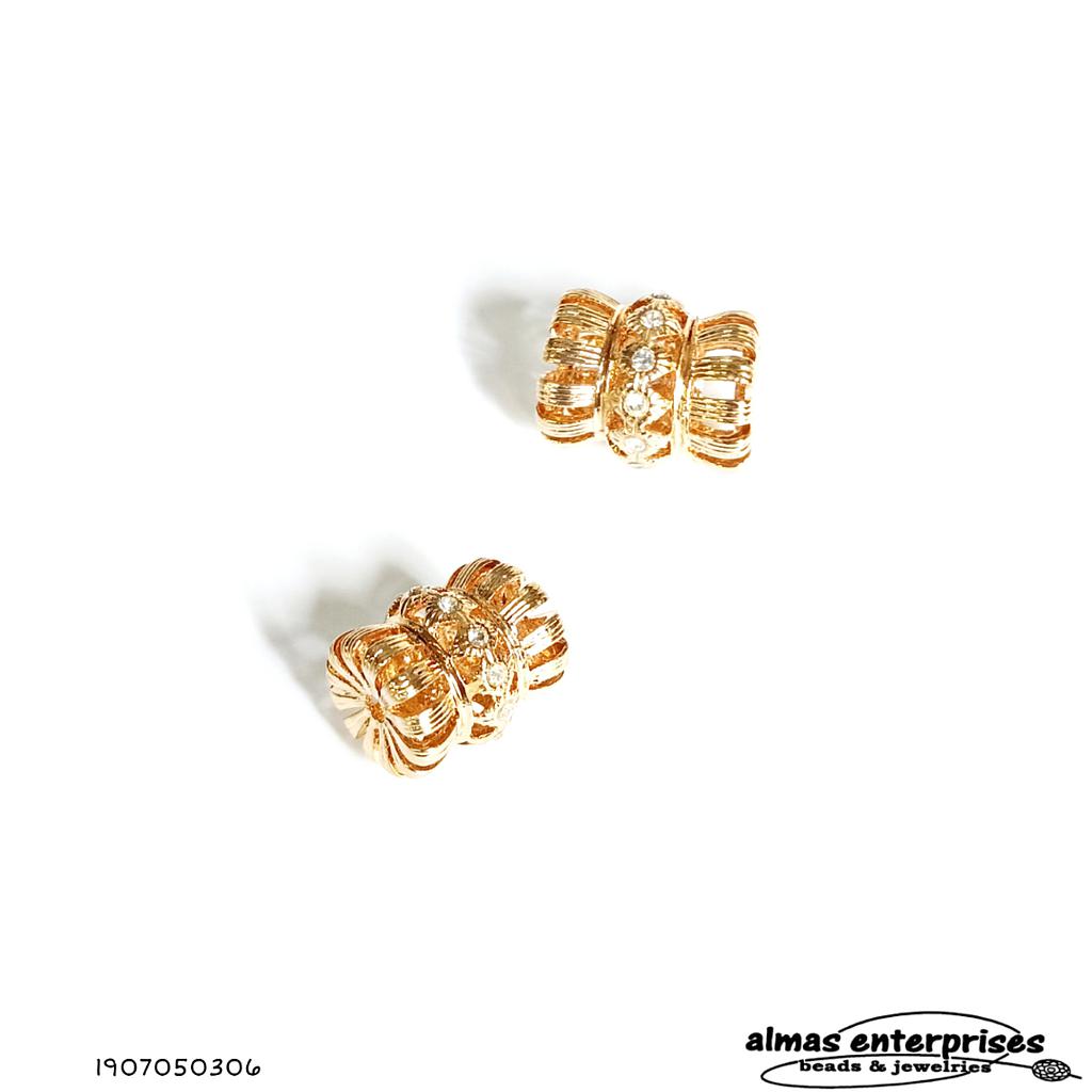 No.6 Big Beads With CZ Gold
