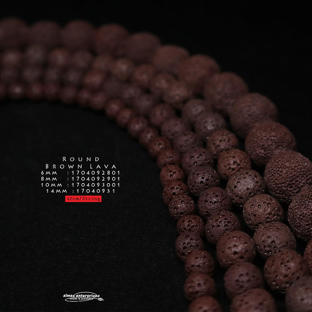 Round Brown Lava Beads