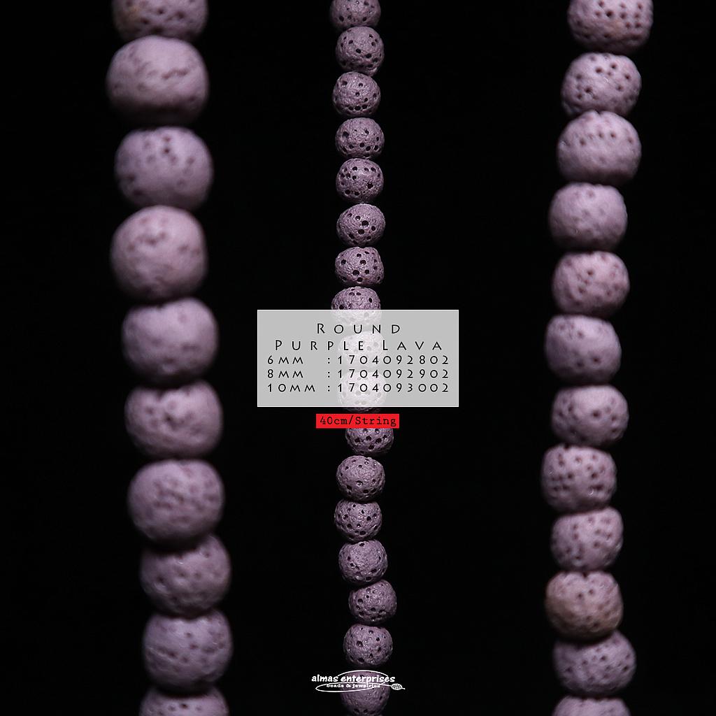 Round Purple Lava Beads
