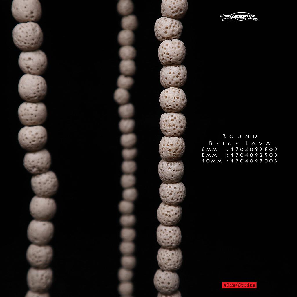Round Beige Lava Beads
