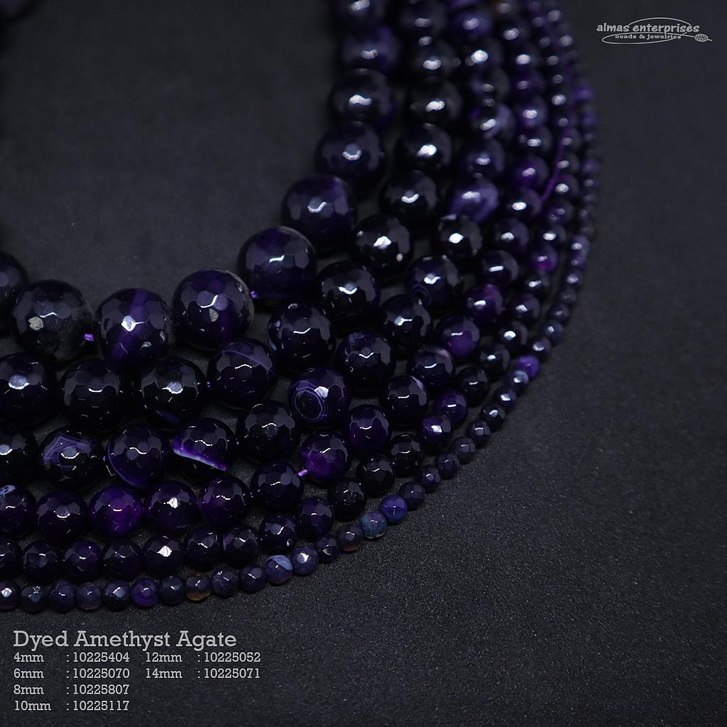 Faceted Round Dyed Amethyst Agate