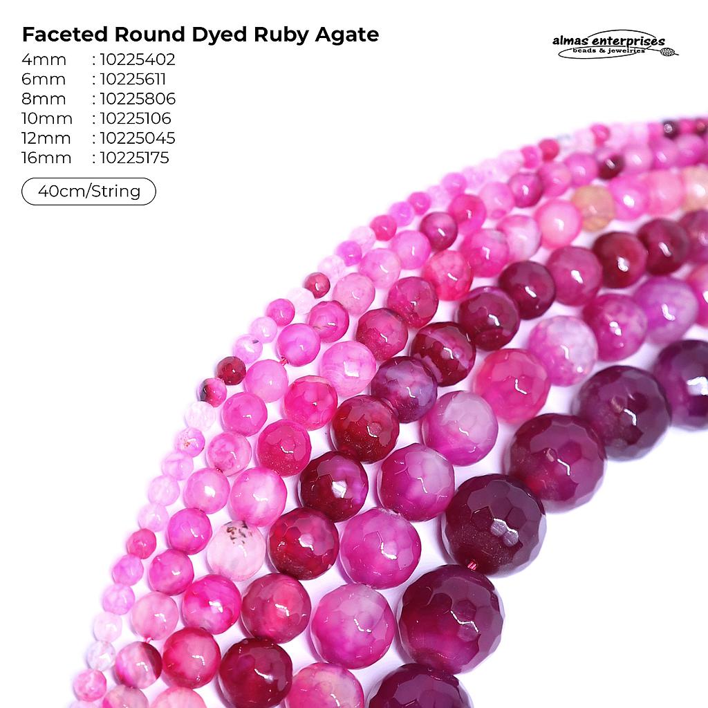 Faceted Round Dyed Ruby Agate