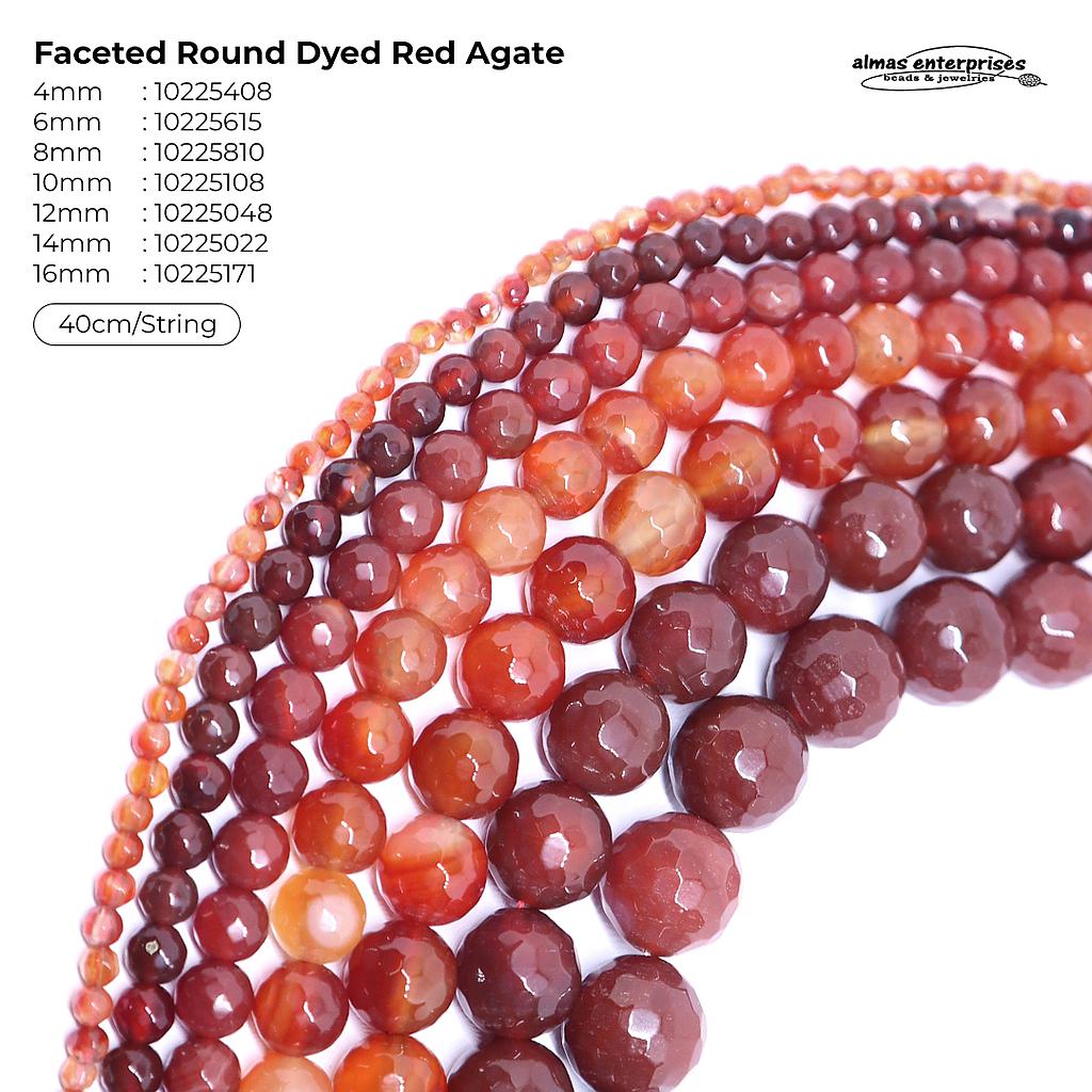 Faceted Round Dyed Red Agate