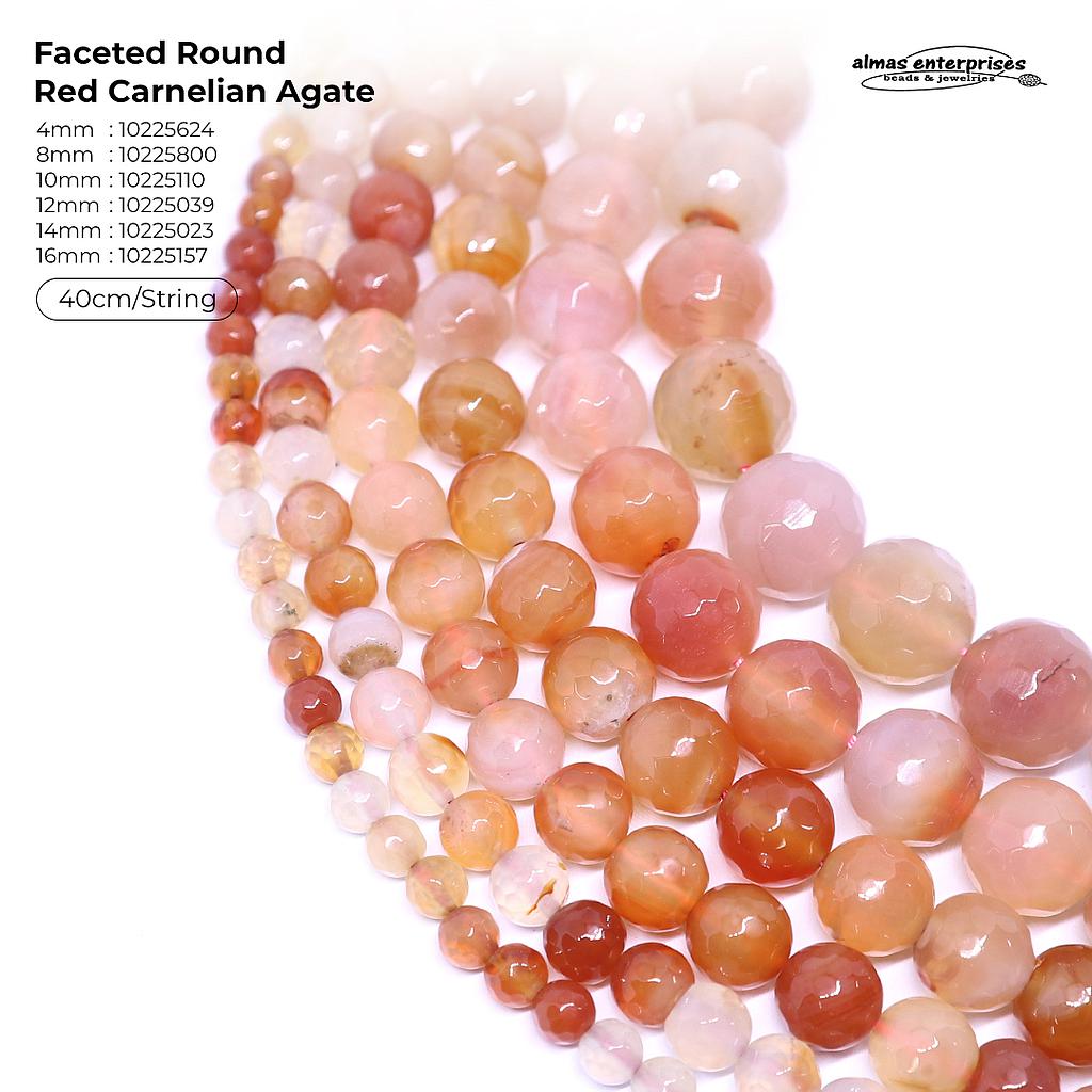 Faceted Round Red Carnelian Agt