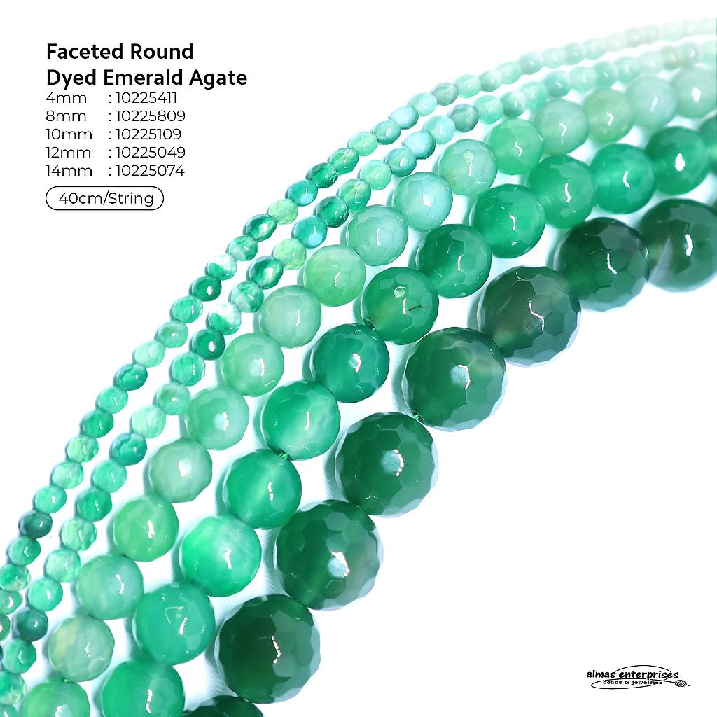 Faceted Round Dyed Emerald Agate