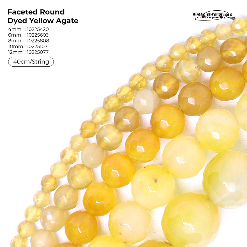 Faceted Round Dyed Yellow Agate