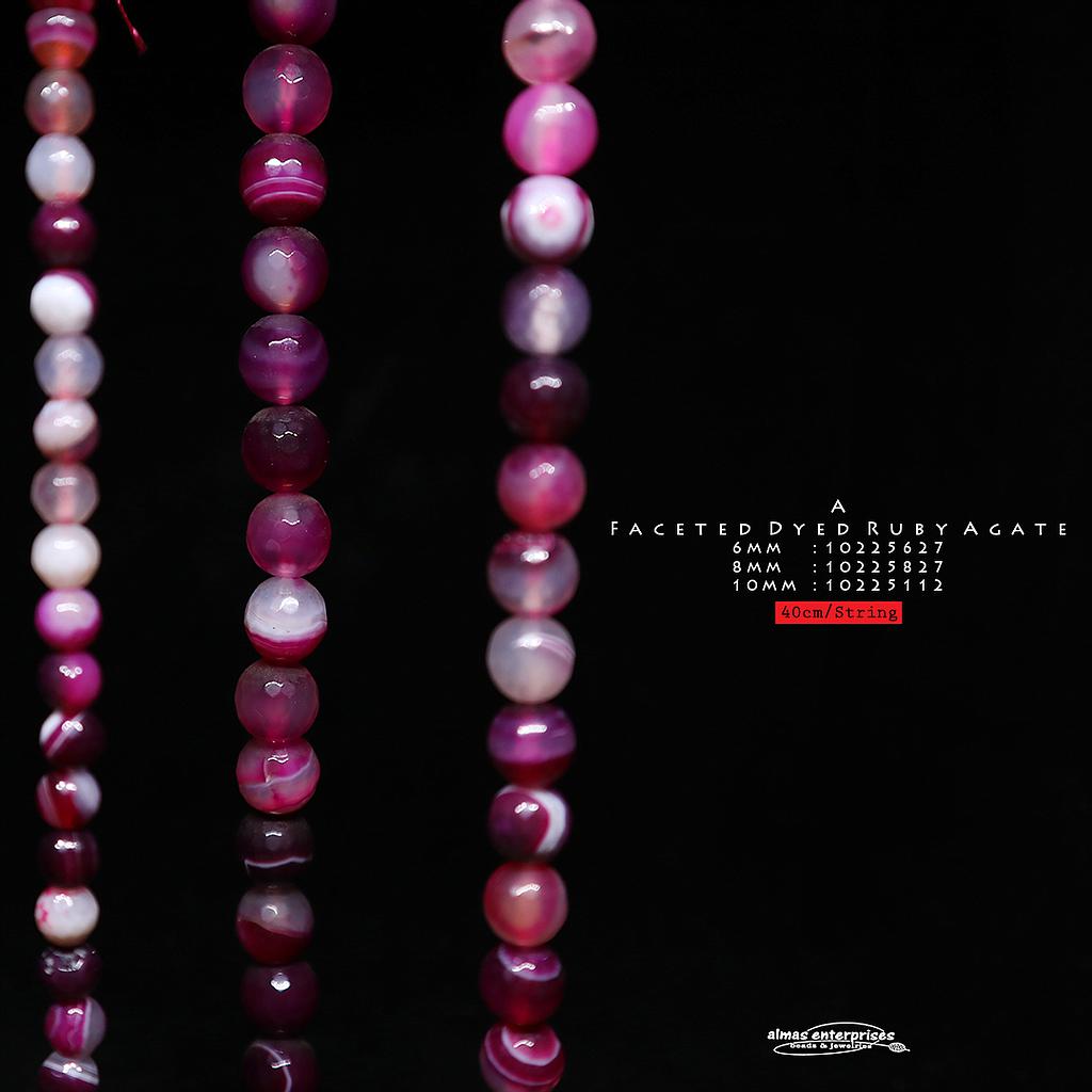 Faceted Round dyed Ruby Agate A