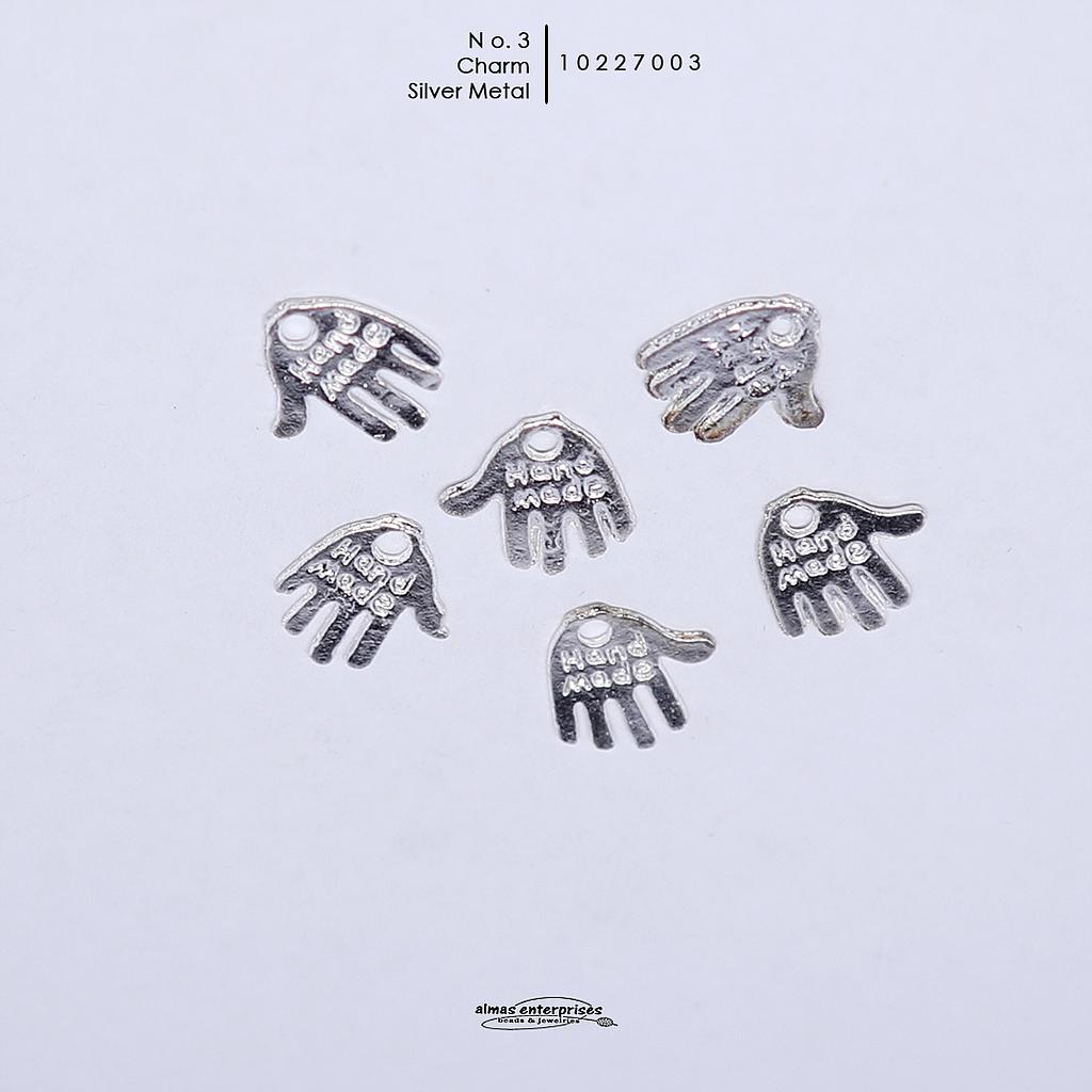 No.3 Silver Metal Charm