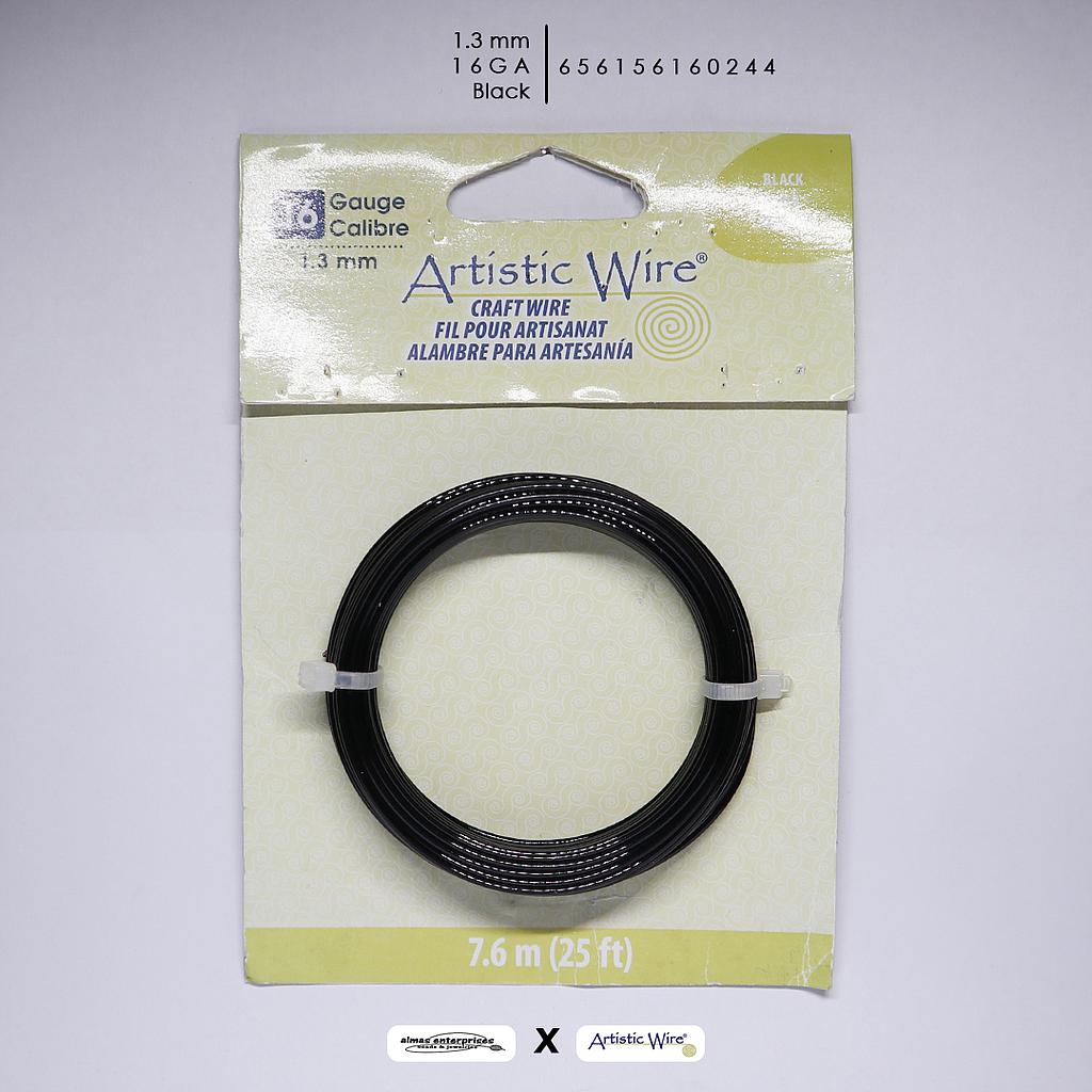 Artistic Wire 16GA/1.3mm BLACK 25FT