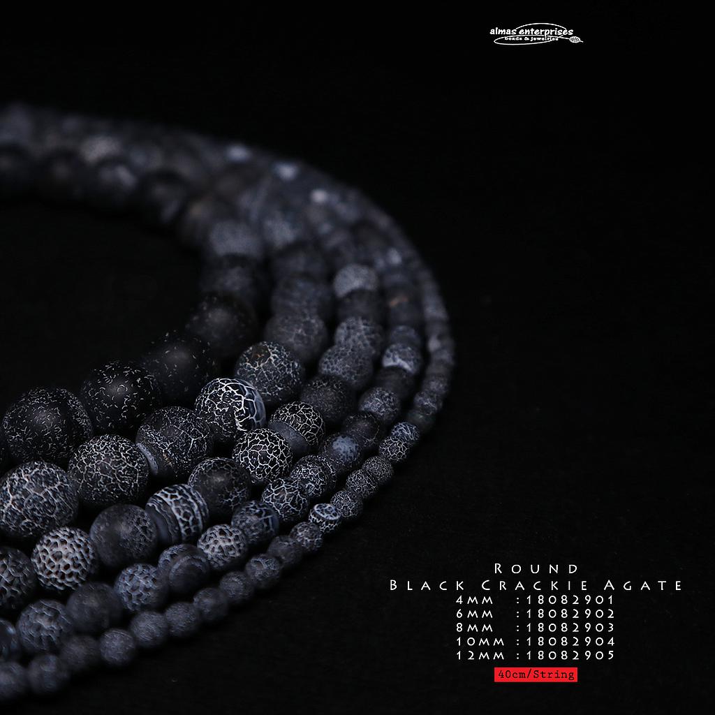 Round Black Crackle Agate