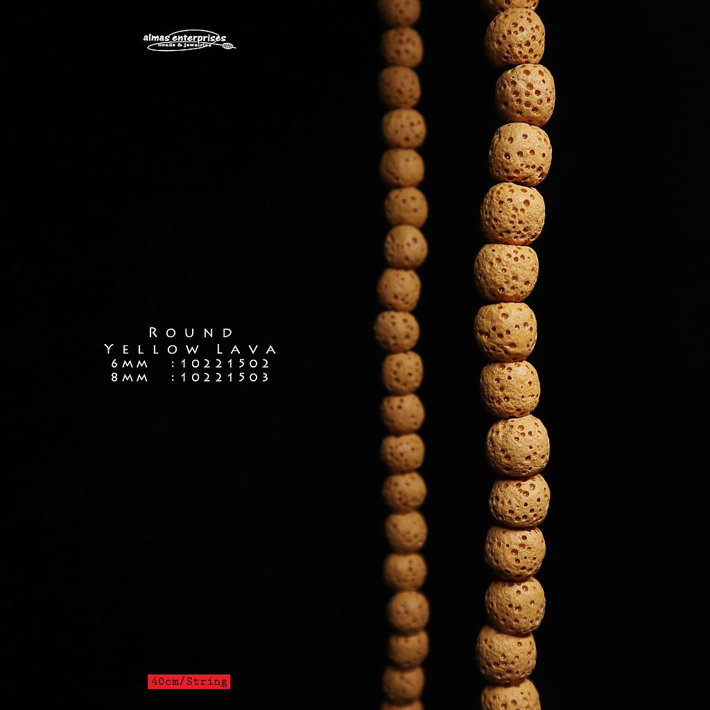 Round Yellow Lava Beads