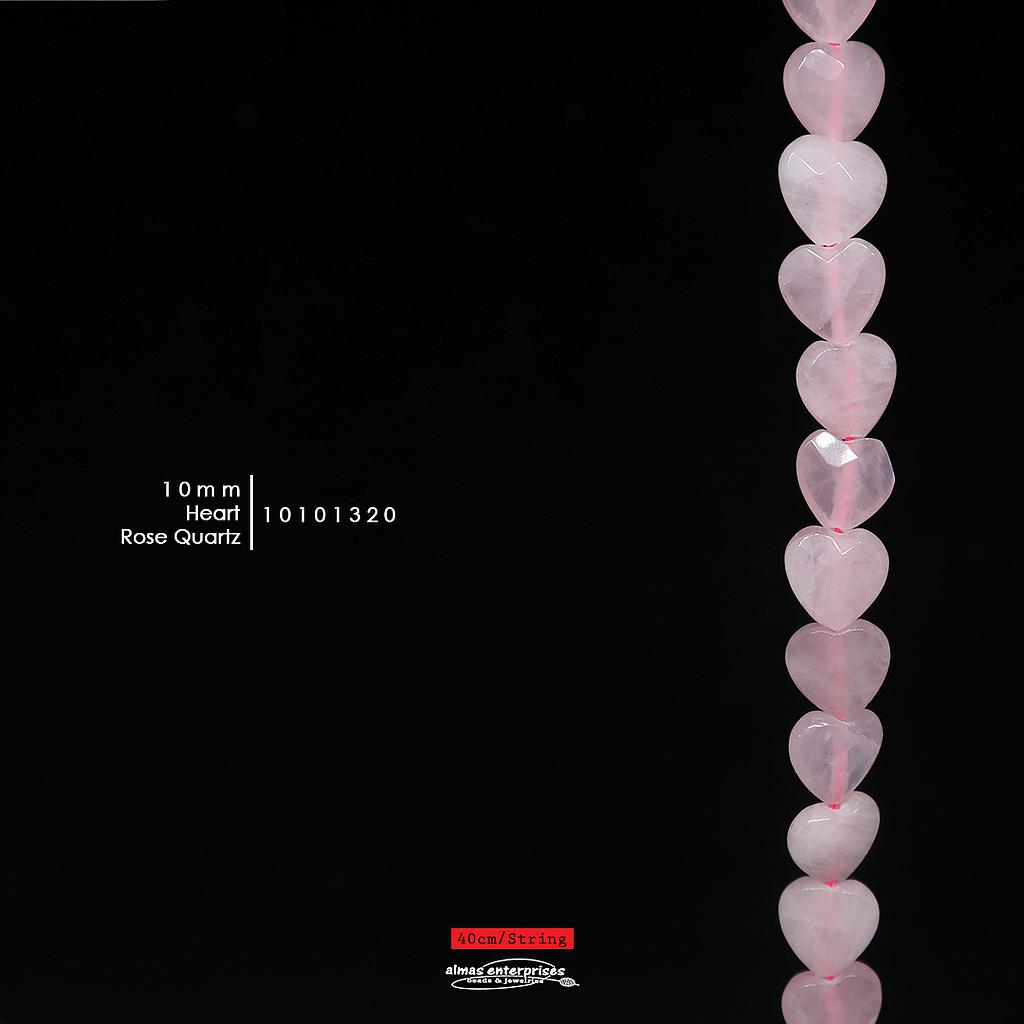 Fac Heart 10mm Rose Qz