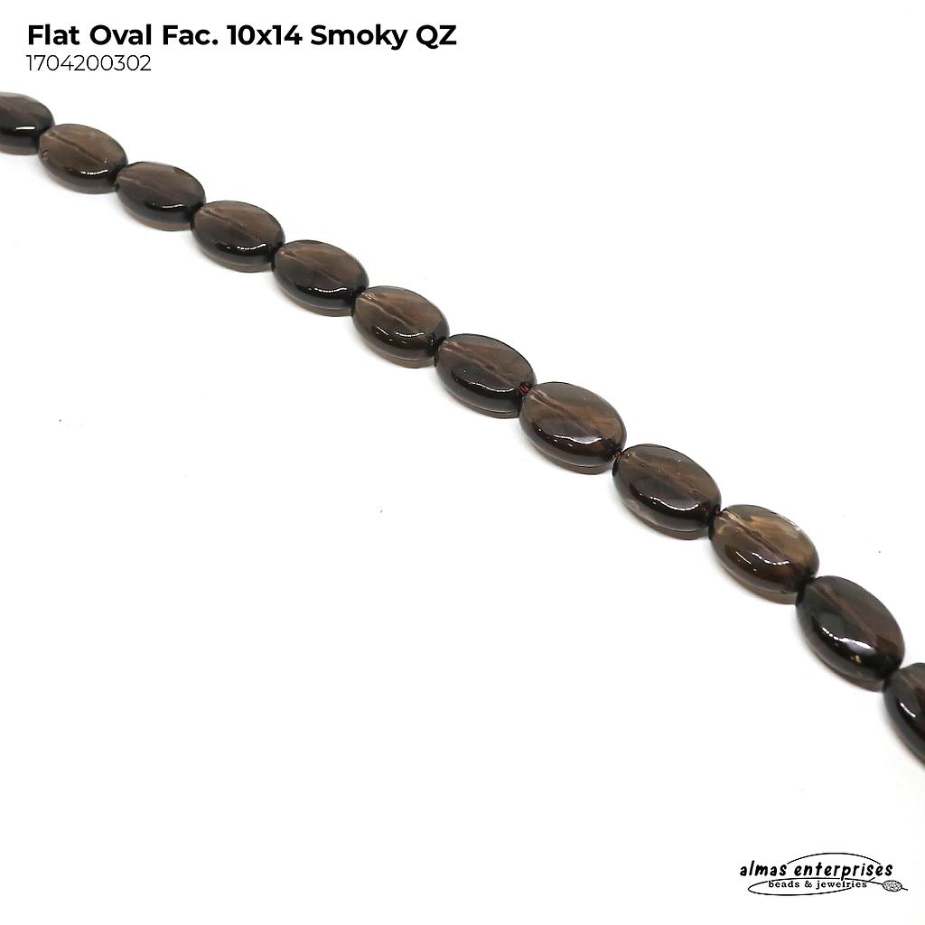 Flat Ovl Fac 10x14 Smoky Qz