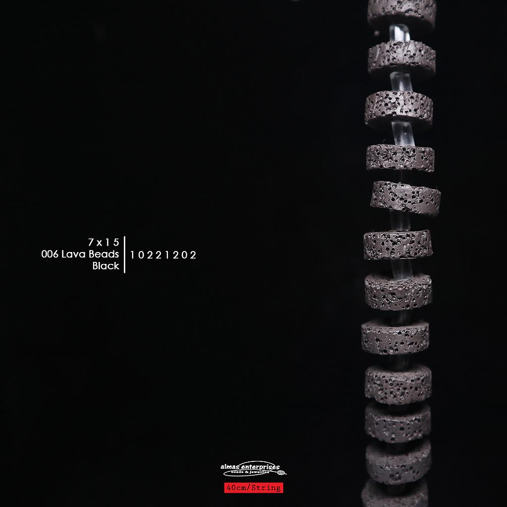 006 7x15 Black Lava Beads