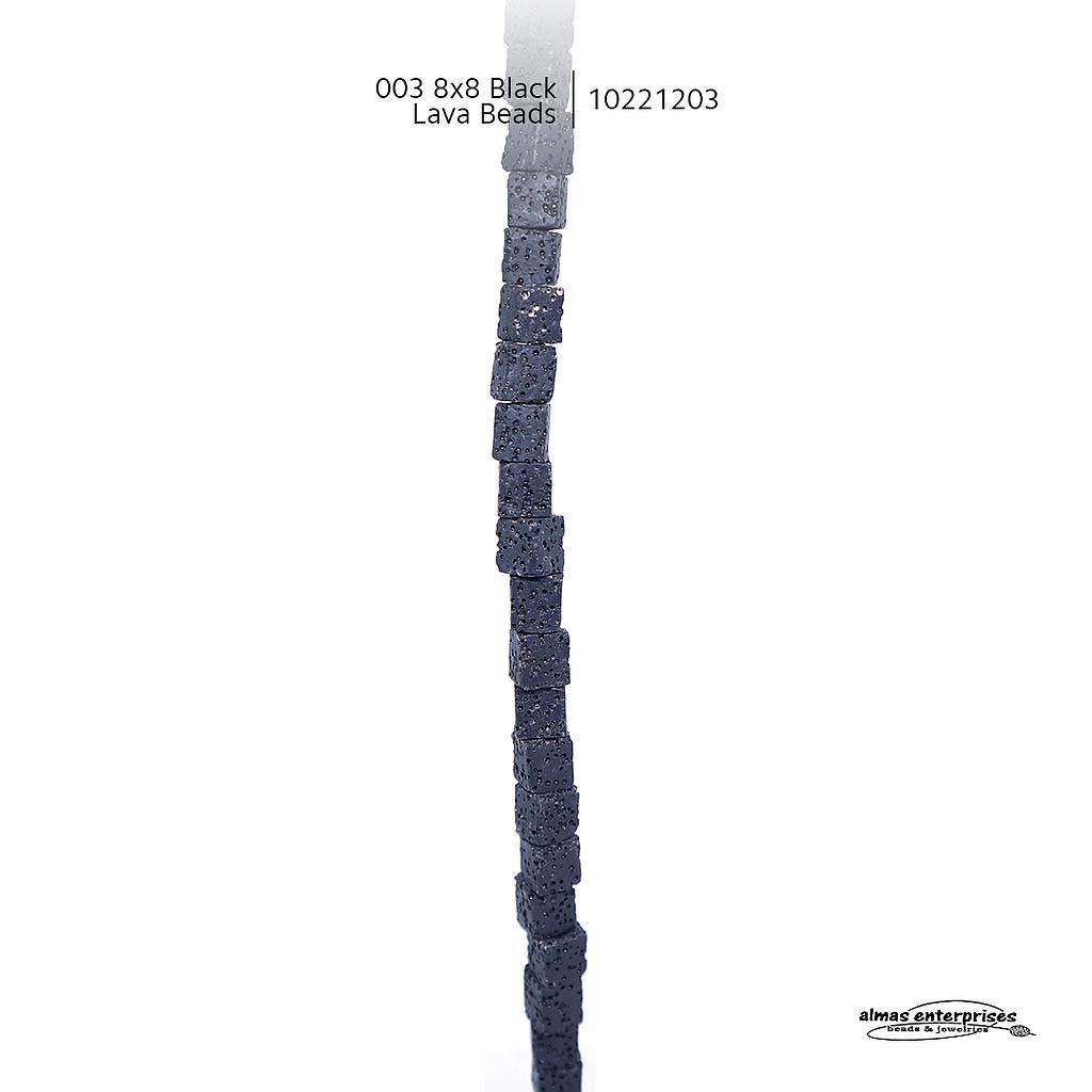 003 8x8 Black Lava Beads