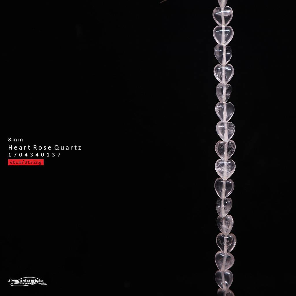 Heart 8mm Rose Qz