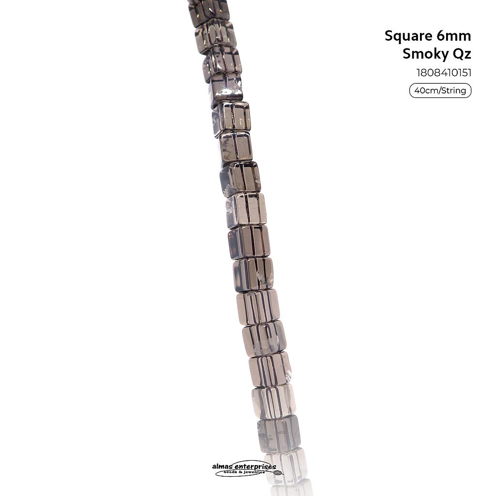 Square 6mm Smoky Qz