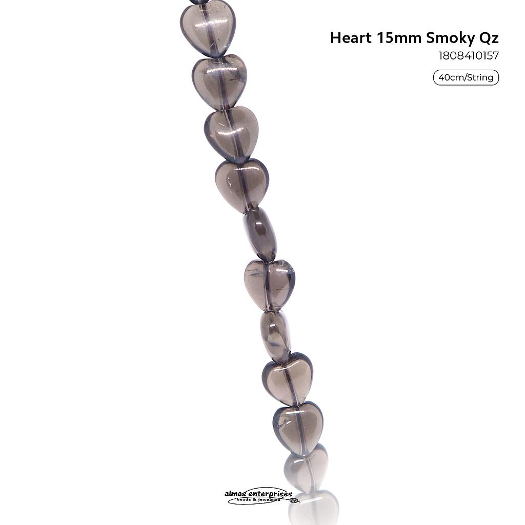 Heart 15mm Smoky Qz