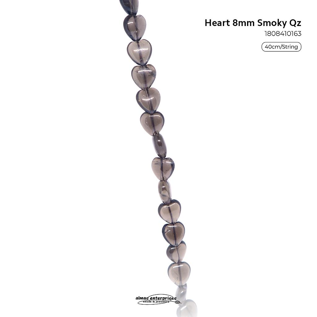 Heart 8mm Smoky Qz