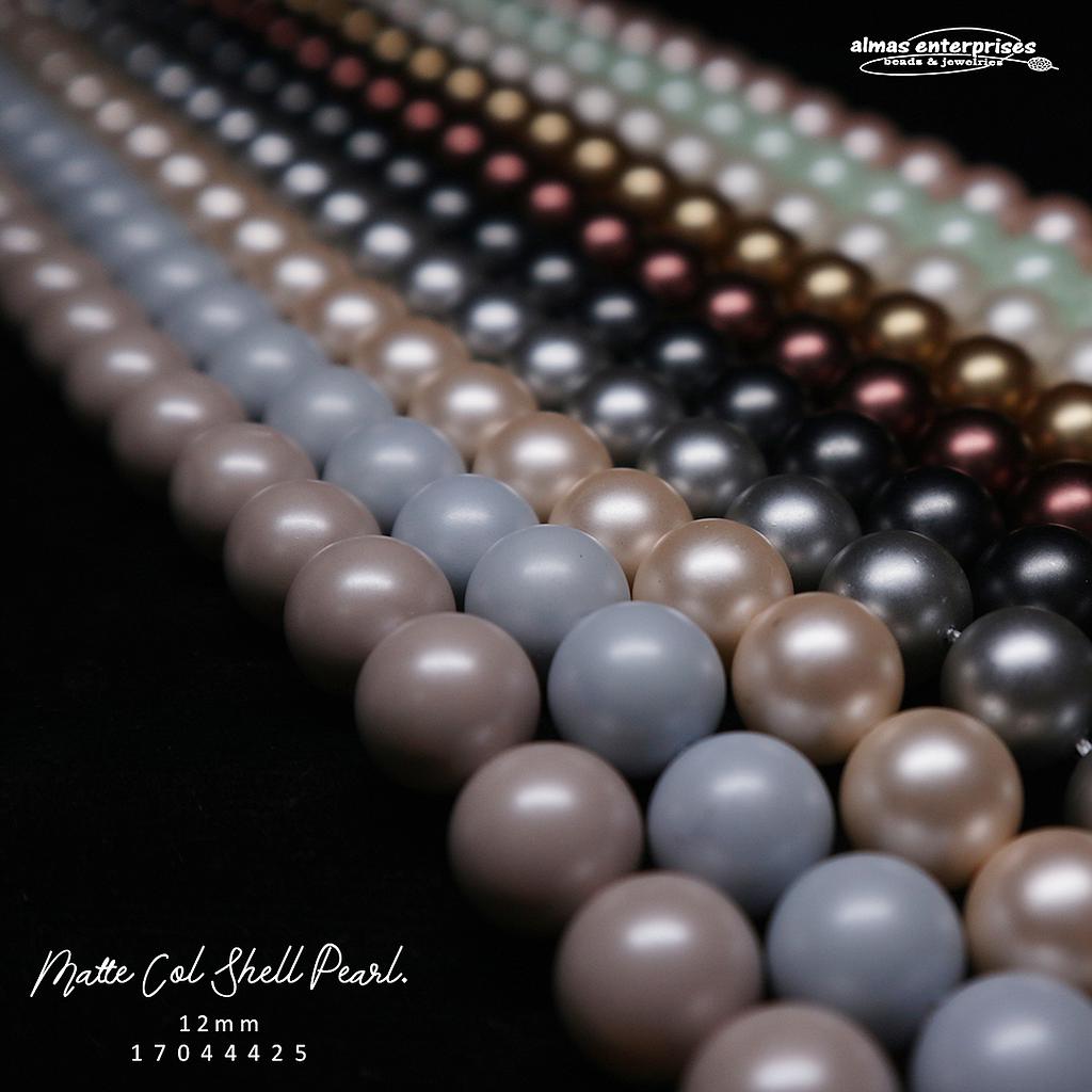 Rd 12mm Matte Col Shell Pearl