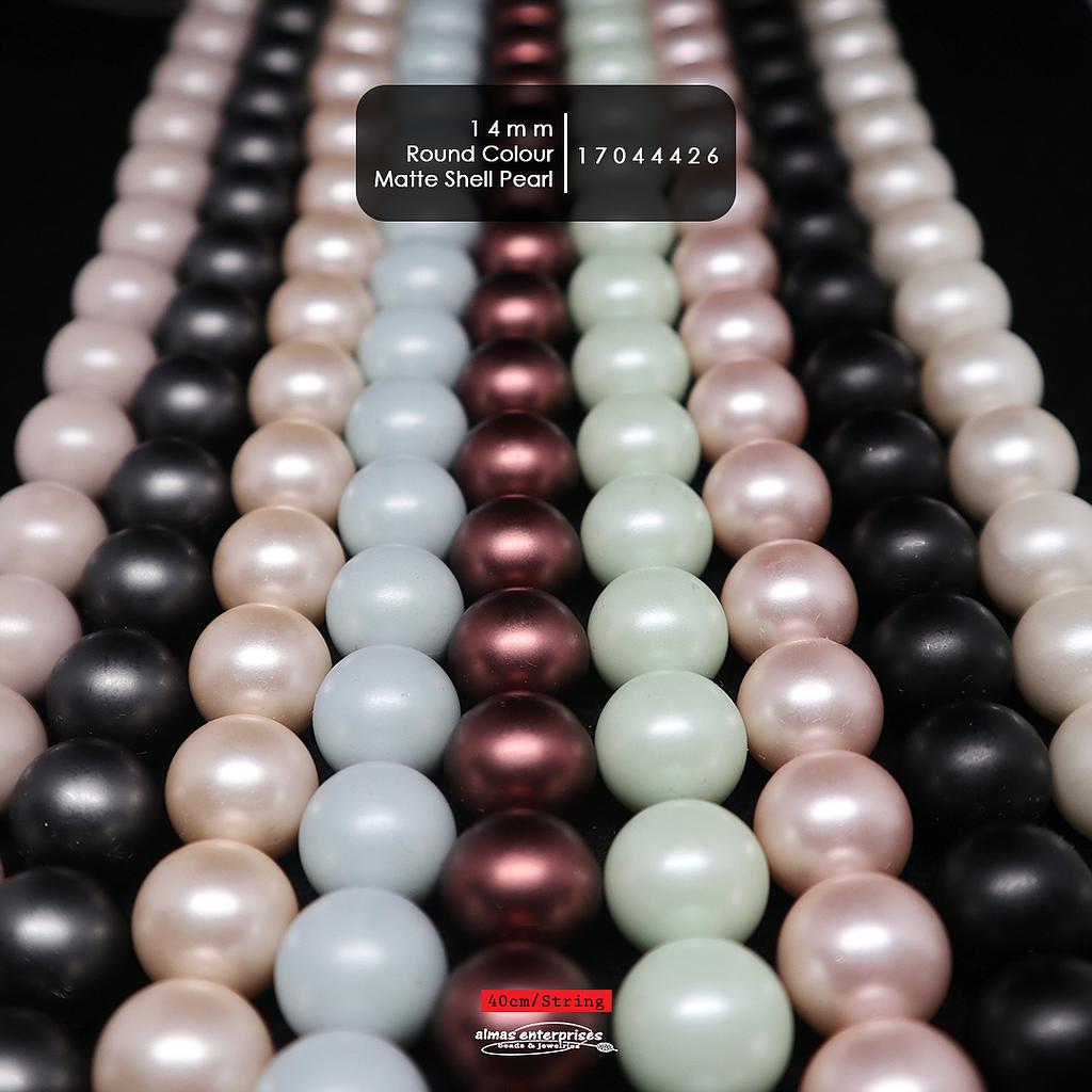 Rd 14mm Matte Col Shell Pearl