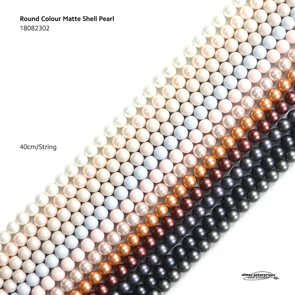 Rd 8mm Matte Col Shell Pearl