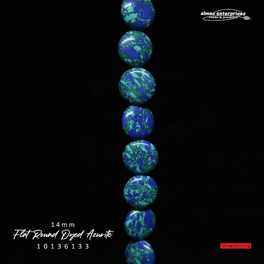 Flat Rd 14mm Dyed Azurite