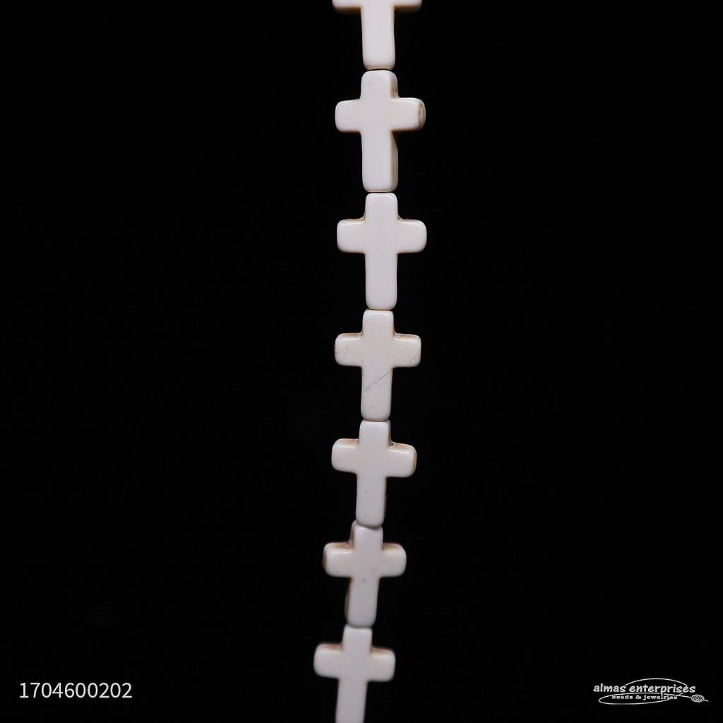 Cross 12x16 White Stab Turquoise