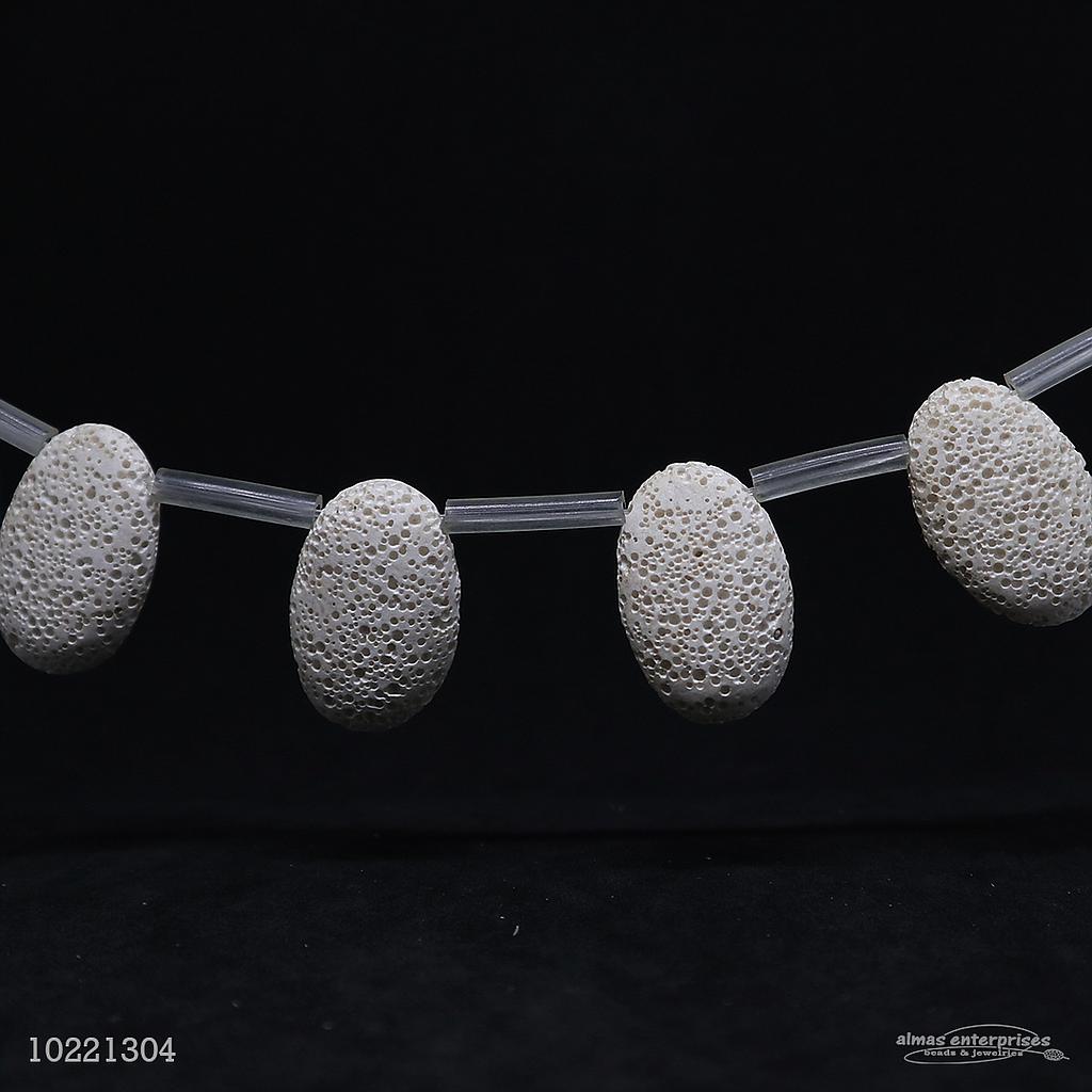 1273 32x21 White Lava Beads