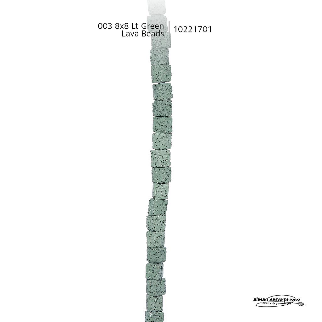 003 8x8 Lt.Green Lava Beads