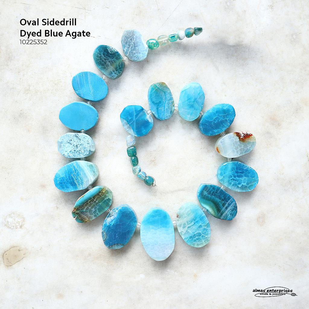 Oval Sidedrill Dyed Blue Agate