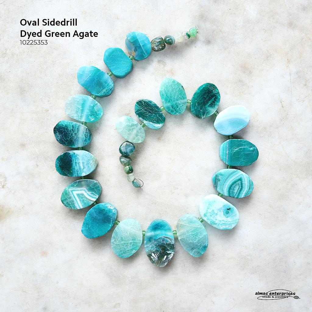 Oval Sidedrill Dyed Green Agt