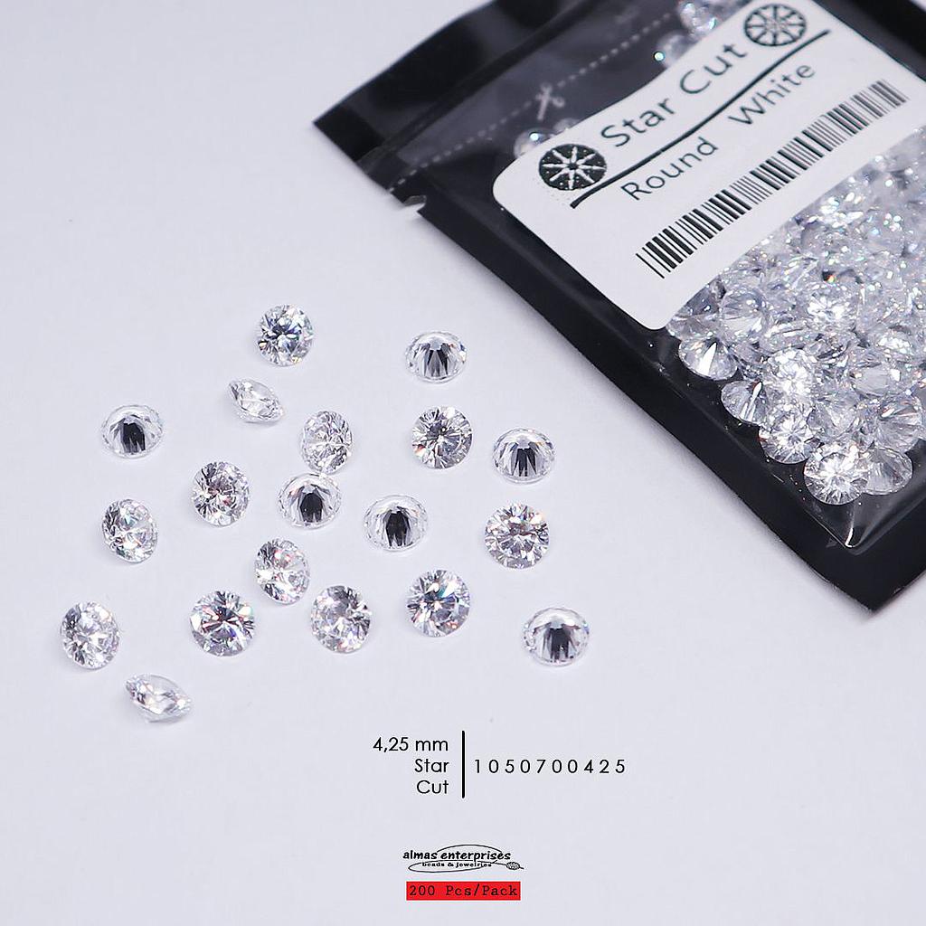 CZ 4,25MM WHITE STAR CUT (200 pcs)