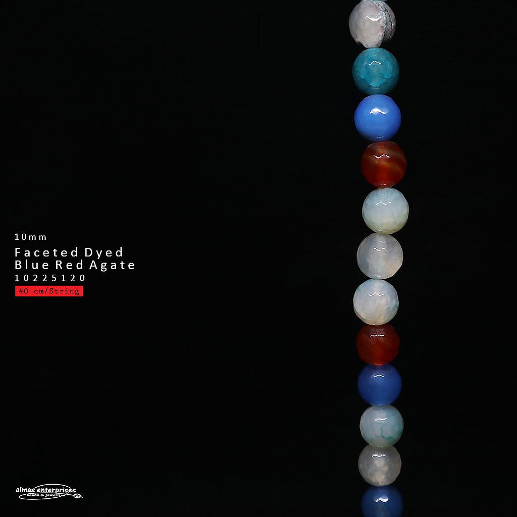 Faceted Round D.Blue Red Agate