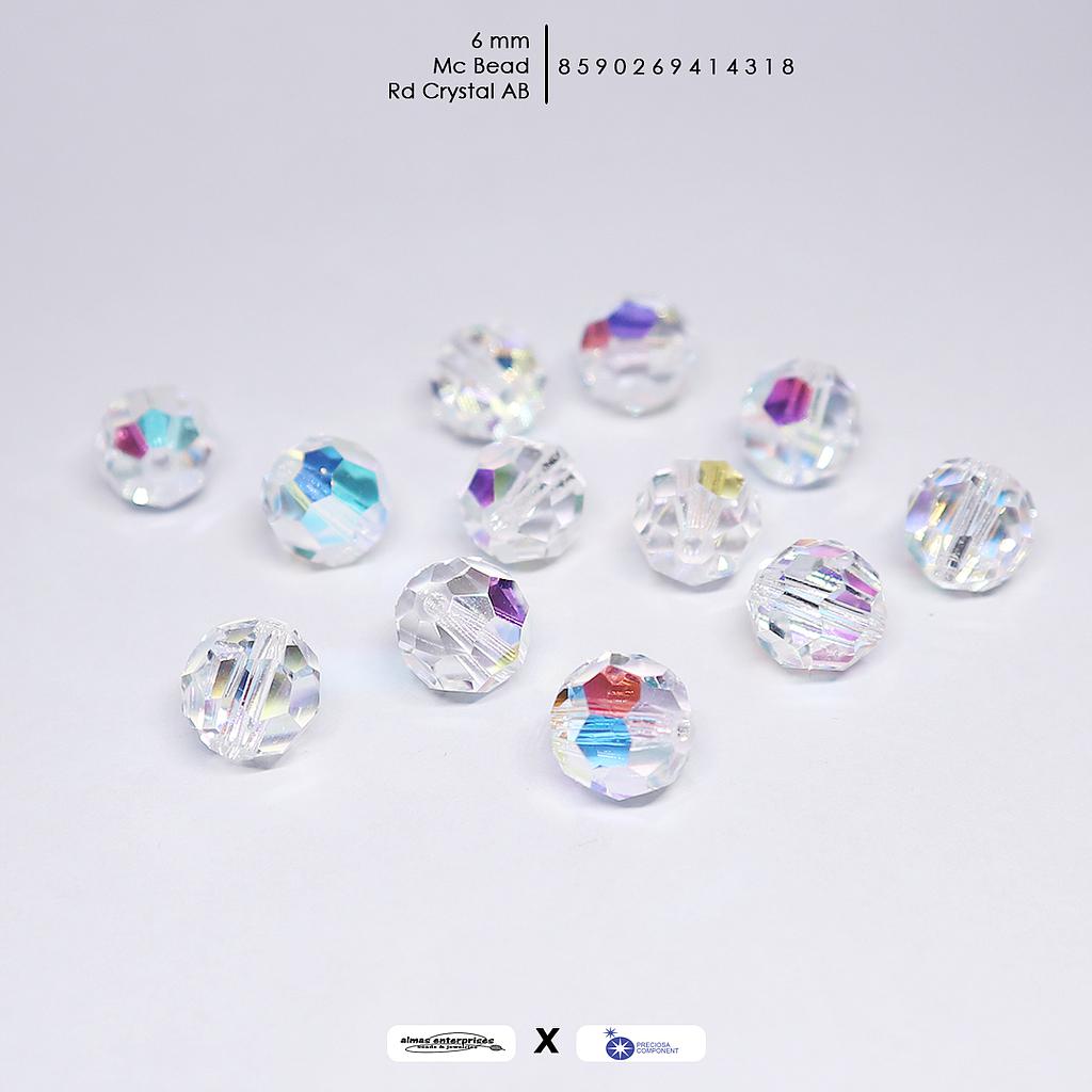 MC Bead Round 6mm Crystal AB