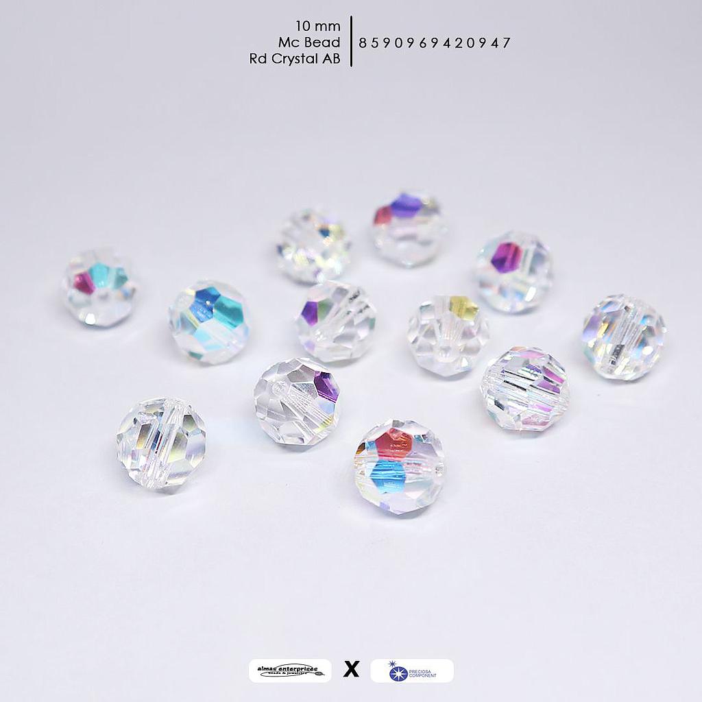 MC Bead Round 10mm Crystal AB