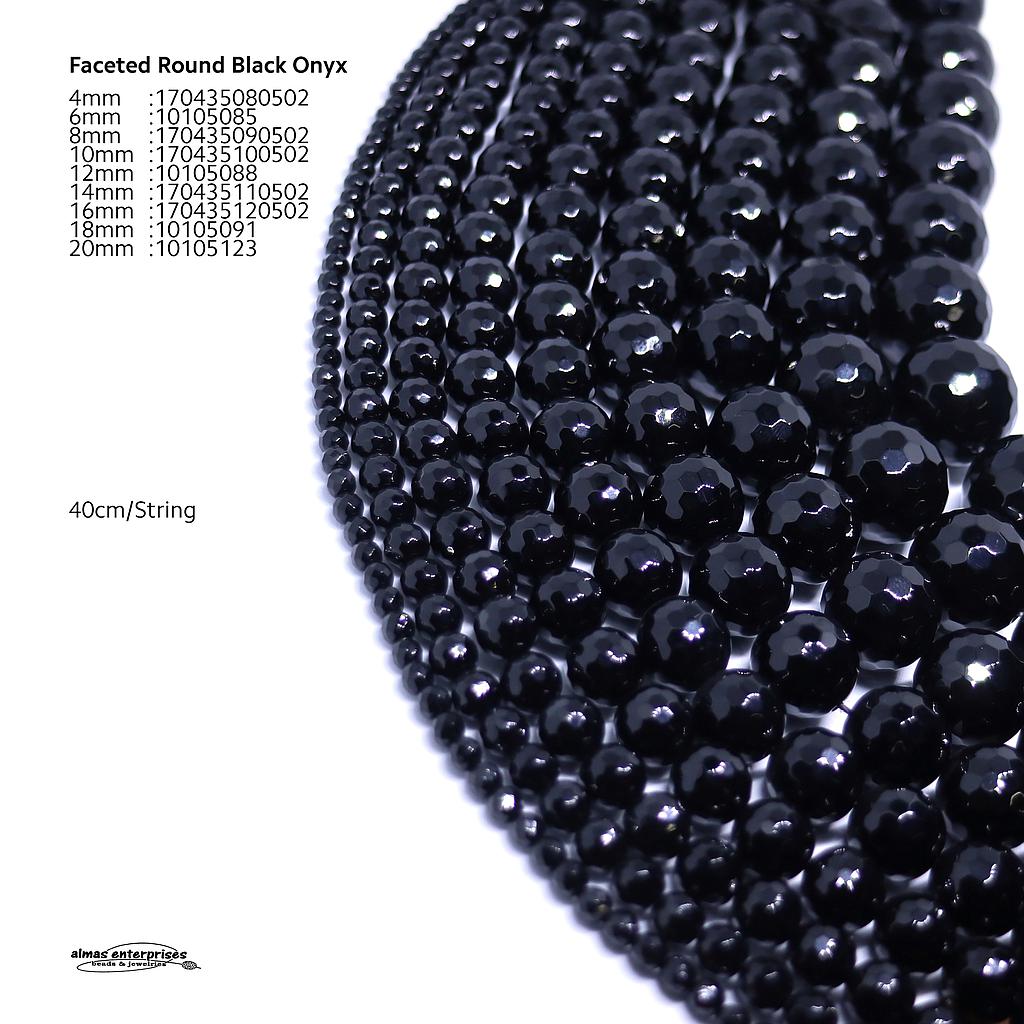 Faceted Round Black Onyx