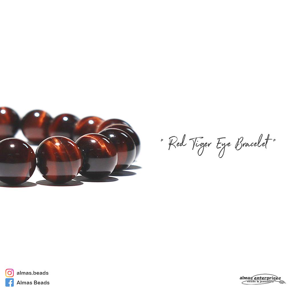 Round Red Tiger Eye Bracelet