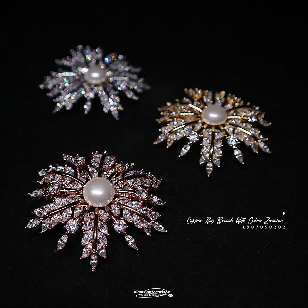  Copper Big Brooch With CZ E