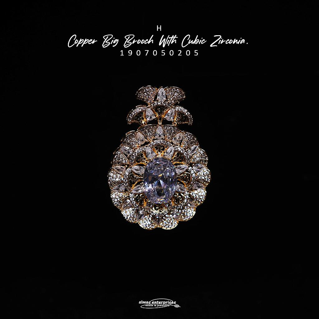  Copper Big Brooch With CZ H