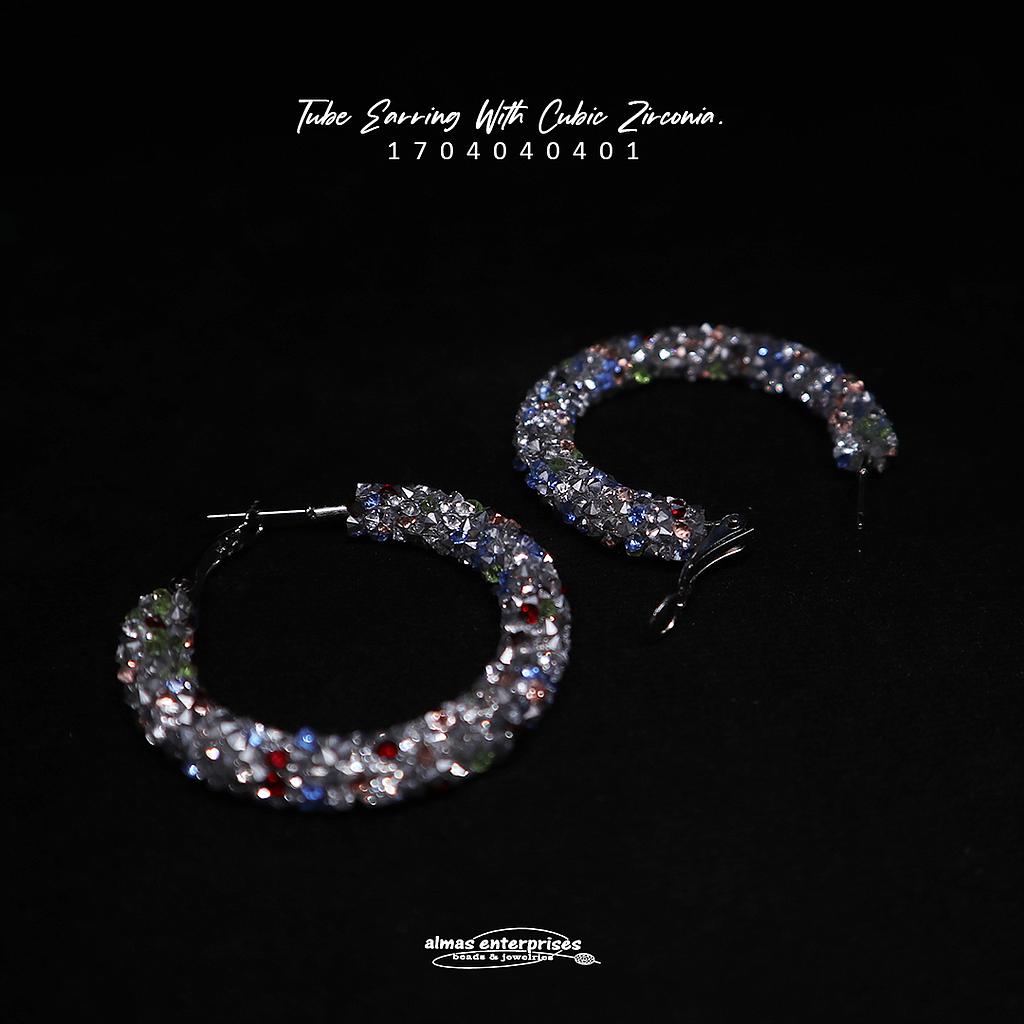 Tube Earring With CZ
