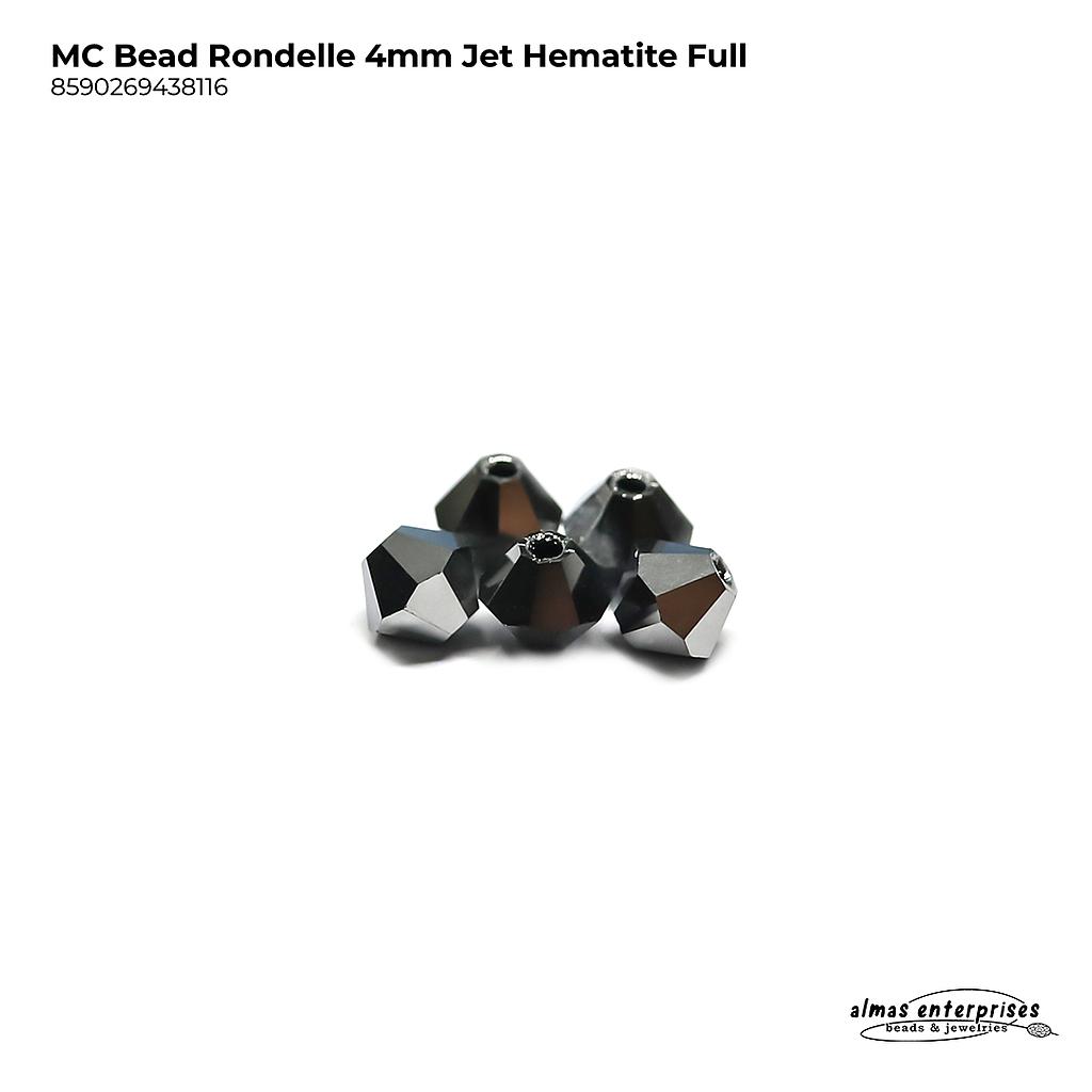 MC Bead Rondelle 4mm Jet Hematite-f