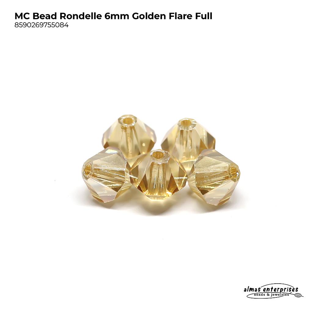 MC Bead Rondelle 6mm Cryst Golden Flare F