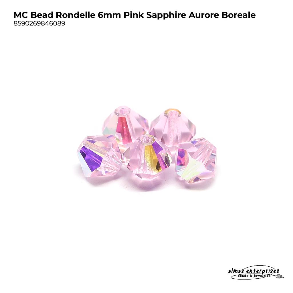 MC Bead Rondelle 6mm pink sapph AB